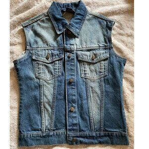NWOT Allstate Blue Denim Sleeveless Snap Collar Vest